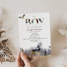 Aquarellwald Boy Country Deer Baby Dusche