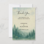 Aquarellwald Danke Foto Hochzeitskarte (Vorderseite)