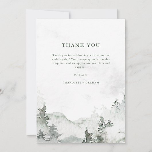 Aquarellwald Danke Karte (Vorderseite)
