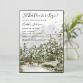 Aquarellwald Deer Baby Dusche Einladung (Stehend Vorderseite)