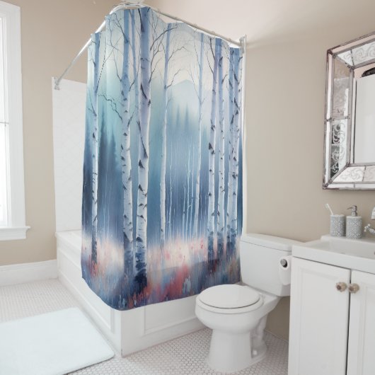 Aquarellwald Duschvorhang (Beispiel)