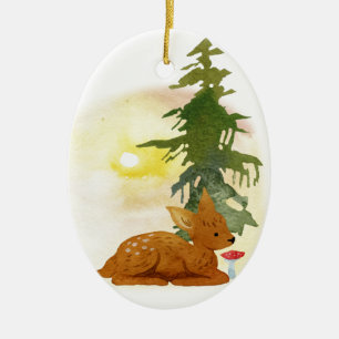 Aquarellwald Fawn Keramikornament