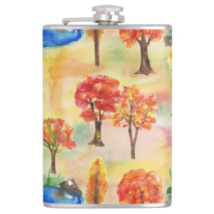 Aquarellwald Flachmann