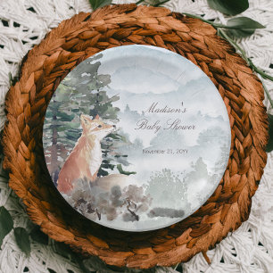 Aquarellwald Fox Babydusche Pappteller