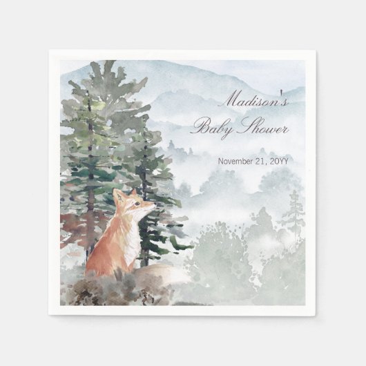 Aquarellwald Fox Babydusche Serviette (Vorderseite)