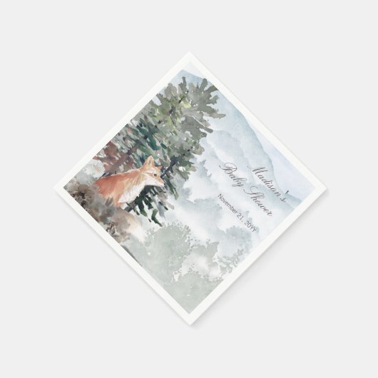 Aquarellwald Fox Babydusche Serviette (Ecke)