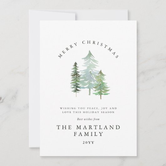 Aquarellwald Frohe Weihnachten (Vorderseite)