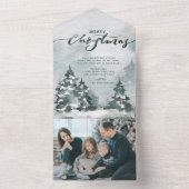 Aquarellwald | Frohe Weihnachts-Fotokarte All In One Einladung (Innen Boden)