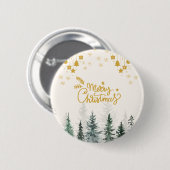 Aquarellwald Frohe Weihnachtsfeiertage Button (Vorne & Hinten)