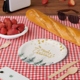 Aquarellwald Frohe Weihnachtsfeiertage Pappteller