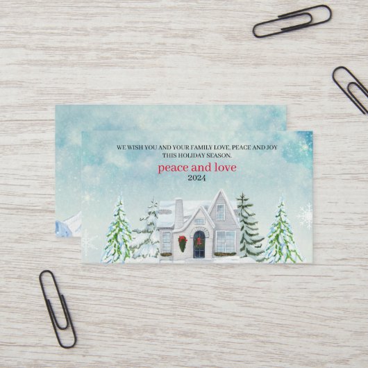 Aquarellwald Frohe Weihnachtsfeiertage Visitenkarte (Vorderseite/Rückseite Beispiel)