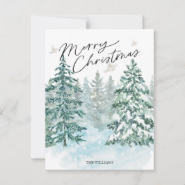 Aquarellwald Frohe Weihnachtskarte Feiertagskarte