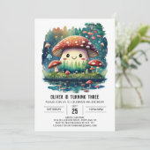 Aquarellwald Fungi Geburtstag Einladung (Stehend Vorderseite)