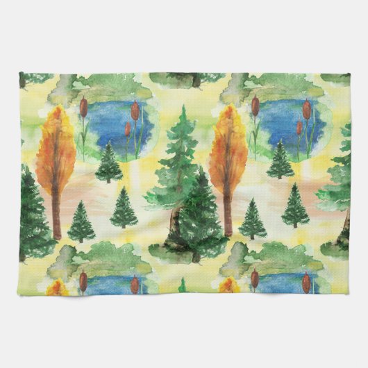 Aquarellwald Geschirrtuch (Horizontal)