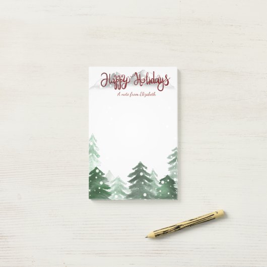 Aquarellwald, glücklicher Urlaub Post-it Klebezettel (Auf Schreibtisch)