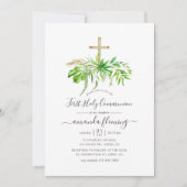 Aquarellwald Grüne erste Kommunion Einladung (Vorderseite)