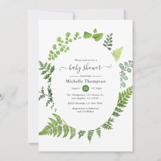 Aquarellwald Grüne Kinderdusche Einladung (Vorderseite)