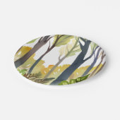 Aquarellwald | Grüne Naturwaldmalerei Pappteller (Schrägansicht)