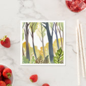 Aquarellwald | Grüne Naturwaldmalerei Serviette (Beispiel)