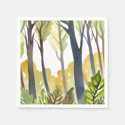 Aquarellwald | Grüne Naturwaldmalerei Serviette (Vorderseite)