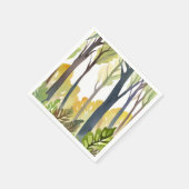 Aquarellwald | Grüne Naturwaldmalerei Serviette (Ecke)