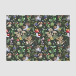 Aquarellwald Grüne Pilze Berries Grün Seidenpapier