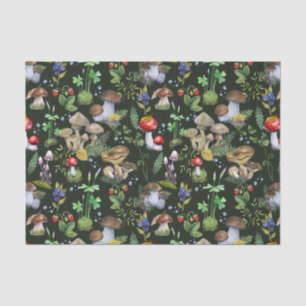 Aquarellwald Grüne Pilze Berries Grün Seidenpapier