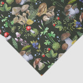 Aquarellwald Grüne Pilze Berries Grün Seidenpapier (Ausschnitt)