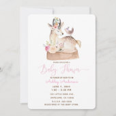 Aquarellwald Hirsch & Bird Baby Dusche Einladung (Vorderseite)