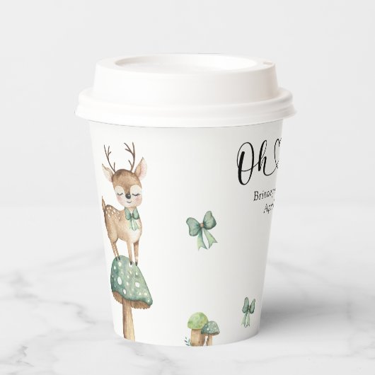 Aquarellwald Hirschdusche Pappbecher (Vorderseite)