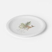 Aquarellwald Hirschdusche Pappteller (Schrägansicht)