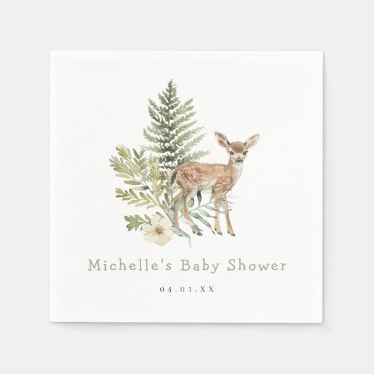 Aquarellwald Hirschdusche Serviette (Vorderseite)