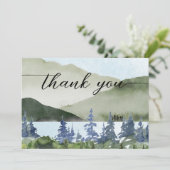 Aquarellwald Hochzeit im Freien Dankeskarte (Stehend Vorderseite)