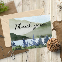 Aquarellwald Hochzeit im Freien Dankeskarte