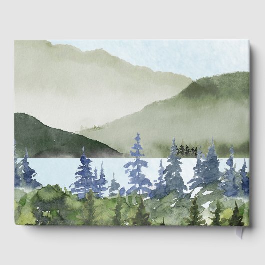 Aquarellwald Hochzeit im Freien Gästebuch (Rückseite)