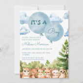 Aquarellwald ist eine Kinderdusche Einladung (Vorderseite)