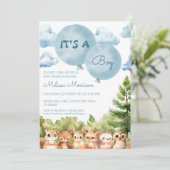 Aquarellwald ist eine Kinderdusche Einladung (Stehend Vorderseite)