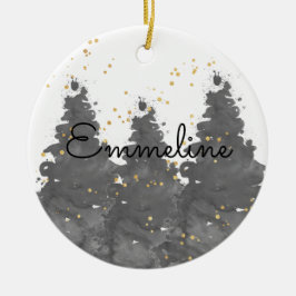 Aquarellwald Keramik Ornament