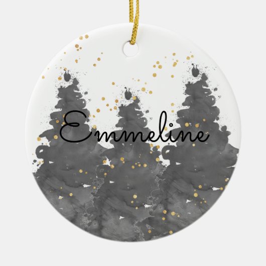 Aquarellwald Keramik Ornament (Vorne)