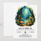 Aquarellwald Kinder Wald Geburtstag Einladung (Vorne/Hinten)