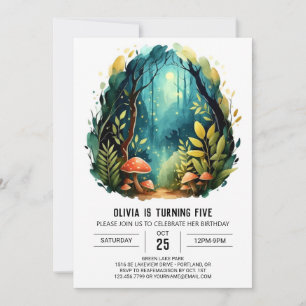 Aquarellwald Kinder Wald Geburtstag Einladung