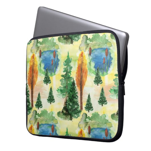 Aquarellwald Laptopschutzhülle (Vorderseite Links)