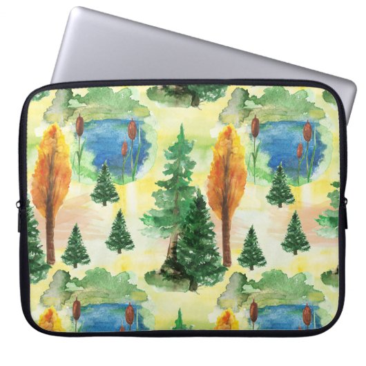Aquarellwald Laptopschutzhülle (Vorderseite)