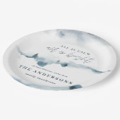 Aquarellwald Minimal blaue Weihnachtsfeiern Party Pappteller (Schrägansicht)