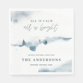 Aquarellwald Minimal blaue Weihnachtsfeiern Party Serviette (Vorderseite)