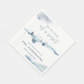 Aquarellwald Minimal blaue Weihnachtsfeiern Party Serviette (Ecke)