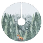 Aquarellwald mit Wolf Polyester Weihnachtsbaumdecke (Vorderseite)