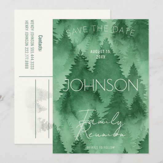 Aquarellwald Modern Rustikal Save The Date (Vorne/Hinten)