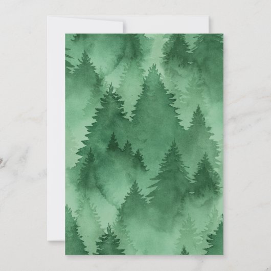 Aquarellwald Moderne Rustikale Einladung (Rückseite)