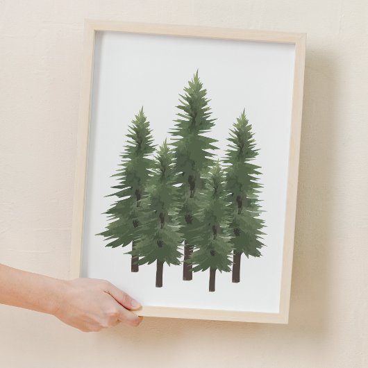 Aquarellwald Natur Pine Tree Kinderzimmer Dekorati Poster